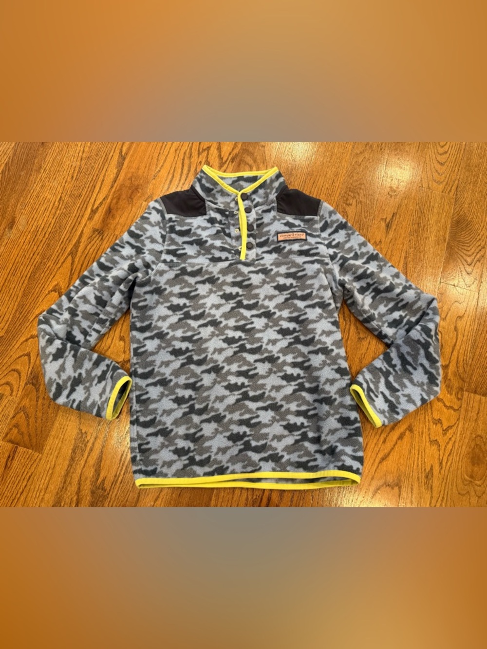 Vineyard Vines Boys T Snap Fleece Pullover Jacket Sz large Camo Outdoors